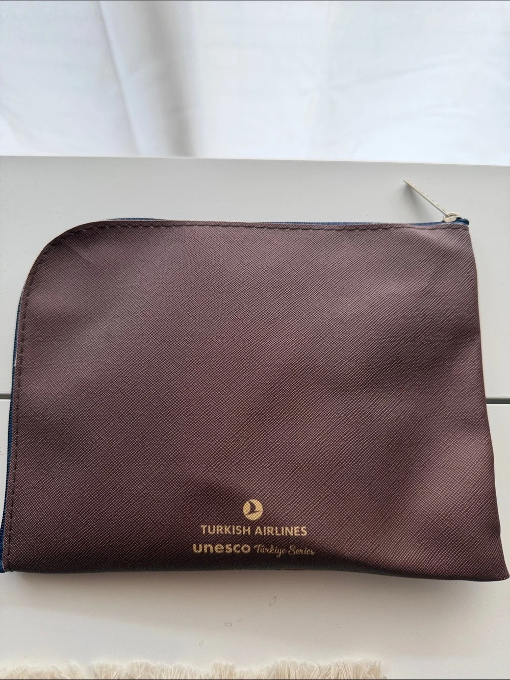Patterned Canvas Zip Cosmetic Pouch